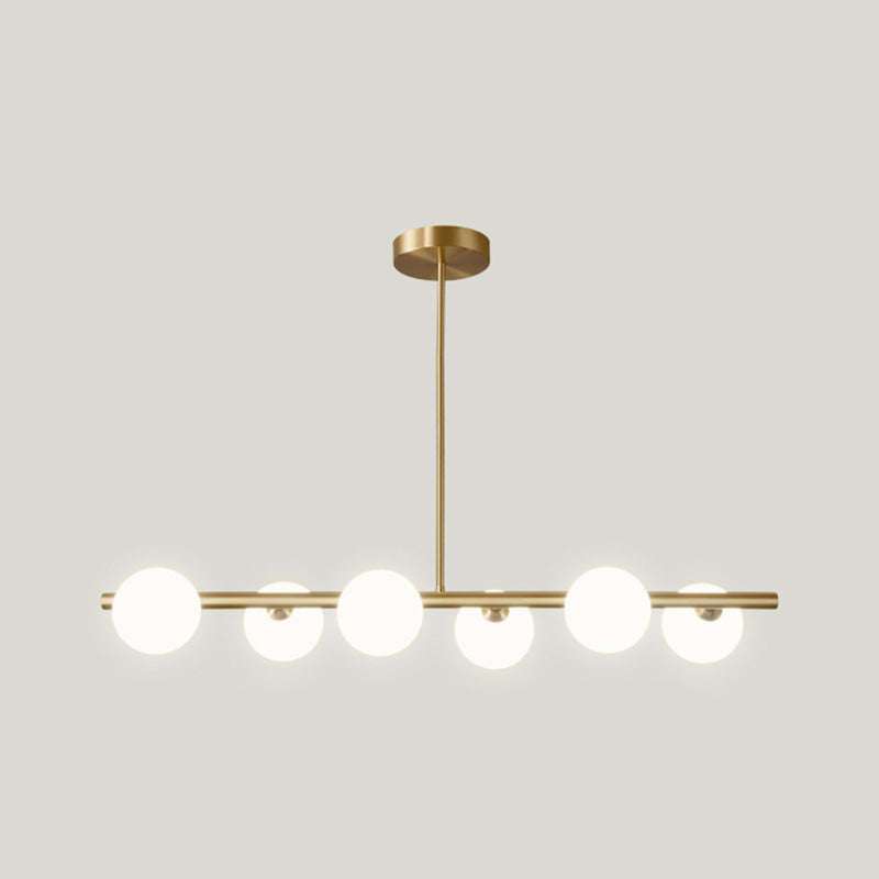 Modern Minimalism Linear Gold Island Pendant Lighting Spherical Glass Island Ceiling Light for Dining Table Clearhalo 'Ceiling Lights' 'Island Lights' 'Lighting' 2628653