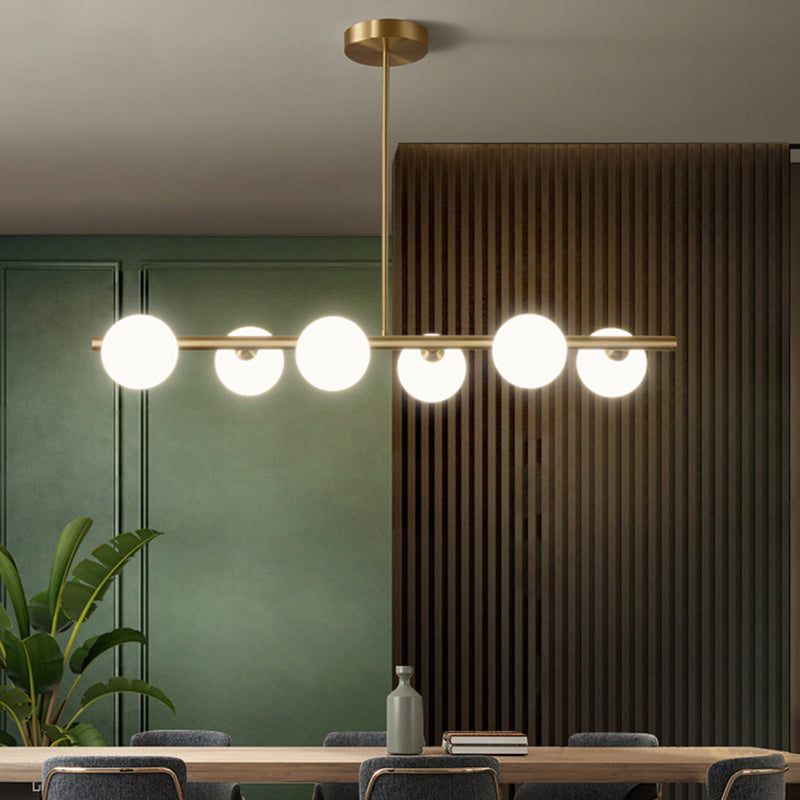 Modern Minimalism Linear Gold Ceiling Light Pendant Ball Glass Island Lighting for Dining Table