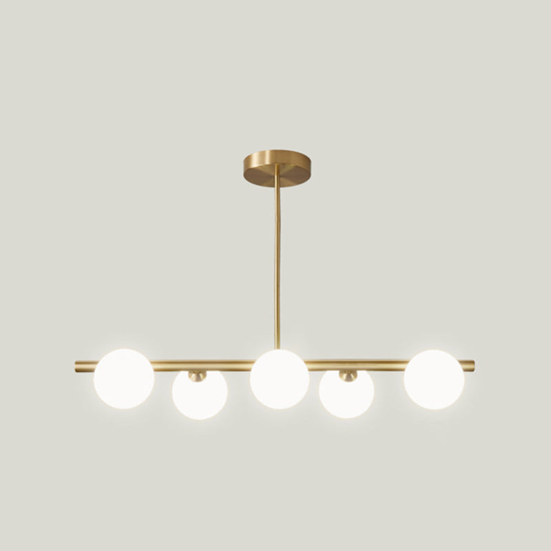 Modern Minimalism Linear Gold Island Pendant Lighting Spherical Glass Island Ceiling Light for Dining Table Clearhalo 'Ceiling Lights' 'Island Lights' 'Lighting' 2628652