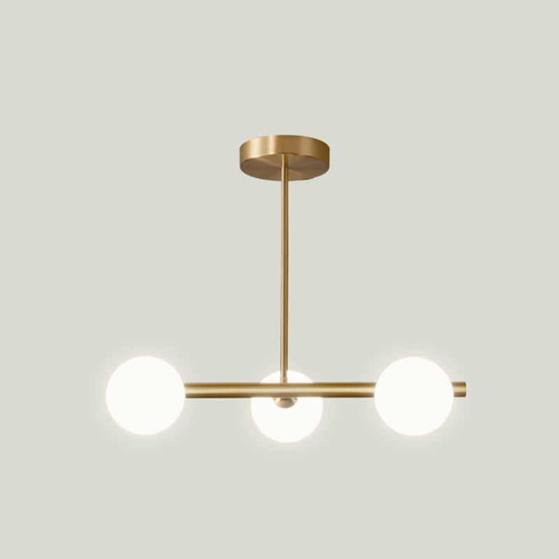 Modern Minimalism Linear Gold Ceiling Light Pendant Ball Glass Island Lighting for Dining Table