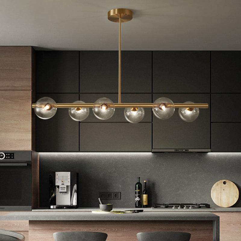 Modern Minimalism Linear Gold Ceiling Light Pendant Ball Glass Island Lighting for Dining Table