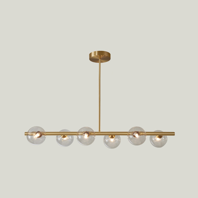 Modern Minimalism Linear Gold Island Pendant Lighting Spherical Glass Island Ceiling Light for Dining Table Clearhalo 'Ceiling Lights' 'Island Lights' 'Lighting' 2628640