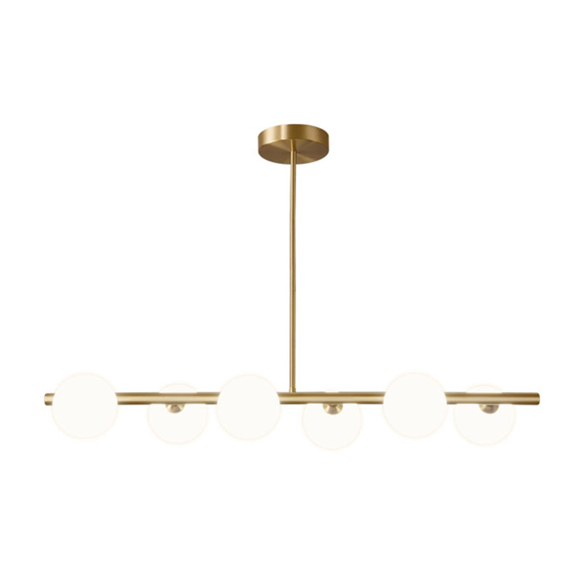 Modern Minimalism Linear Gold Ceiling Light Pendant Ball Glass Island Lighting for Dining Table