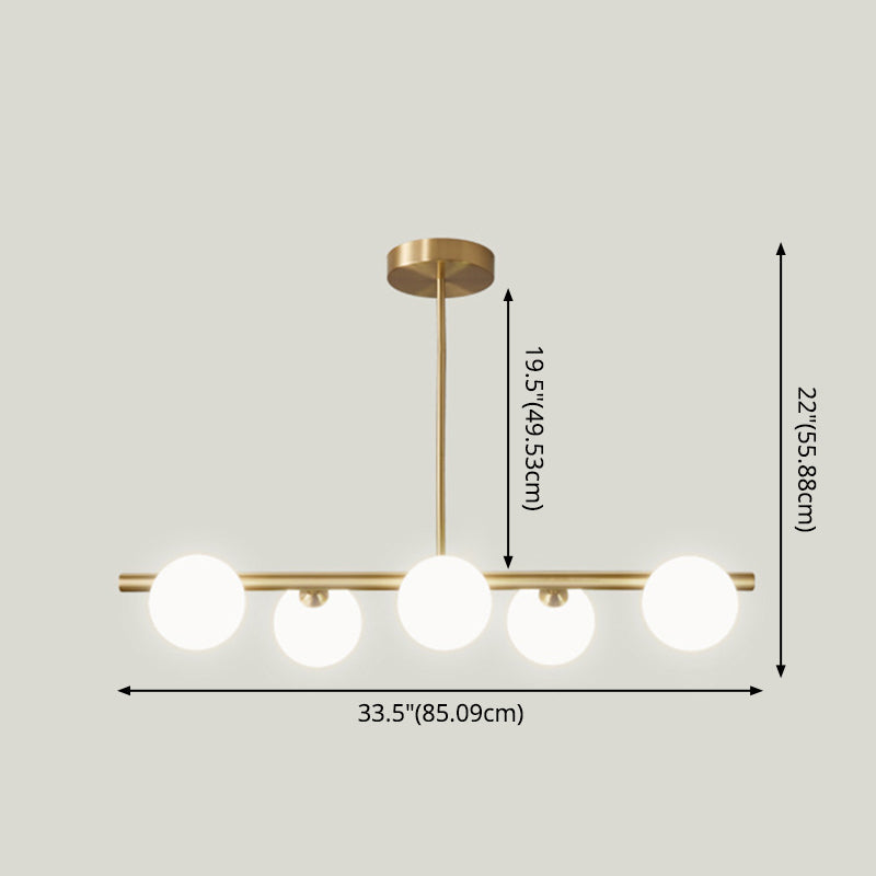 Modern Minimalism Linear Gold Ceiling Light Pendant Ball Glass Island Lighting for Dining Table