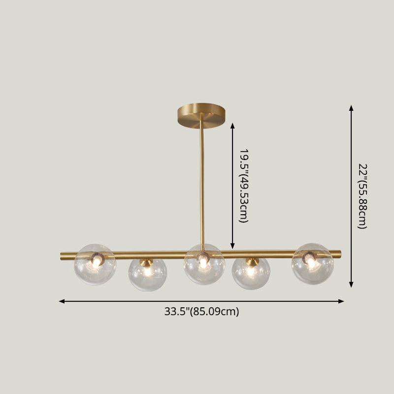 Modern Minimalism Linear Gold Ceiling Light Pendant Ball Glass Island Lighting for Dining Table