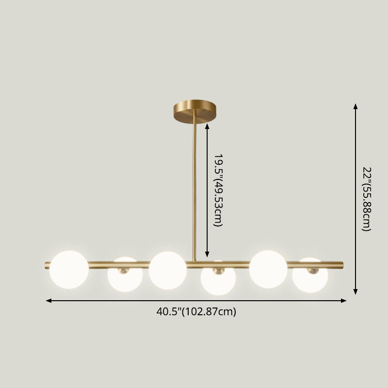 Modern Minimalism Linear Gold Island Pendant Lighting Spherical Glass Island Ceiling Light for Dining Table Clearhalo 'Ceiling Lights' 'Island Lights' 'Lighting' 2628655