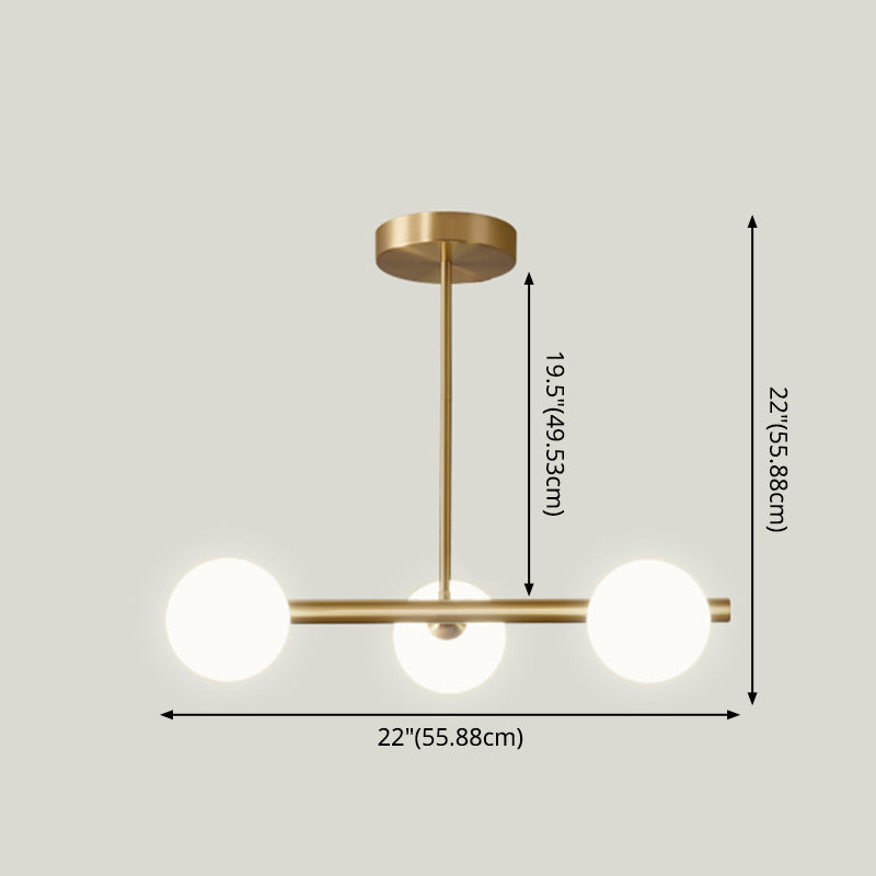 Modern Minimalism Linear Gold Ceiling Light Pendant Ball Glass Island Lighting for Dining Table