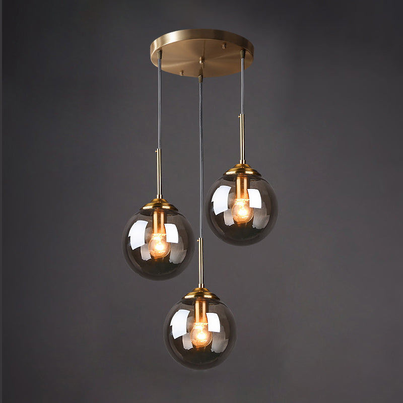 3-Light Globe Hanging Ceiling Lights Minimalist Glass Multi-Light Pendant for Taavita Decor