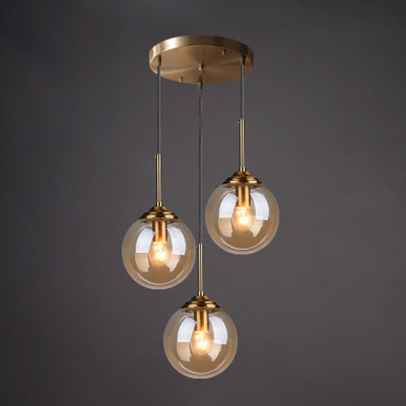 3 Lights Globe Hanging Ceiling Lights Minimalist Glass Multi Light Pendant for Restaurant Clearhalo 'Ceiling Lights' 'Pendant Lights' 'Pendants' Lighting' 2630007