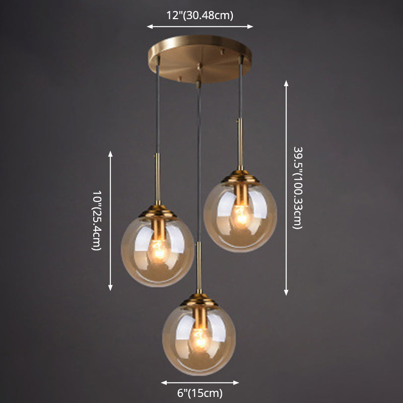 3-Light Globe Hanging Ceiling Lights Minimalist Glass Multi-Light Pendant for Taavita Decor