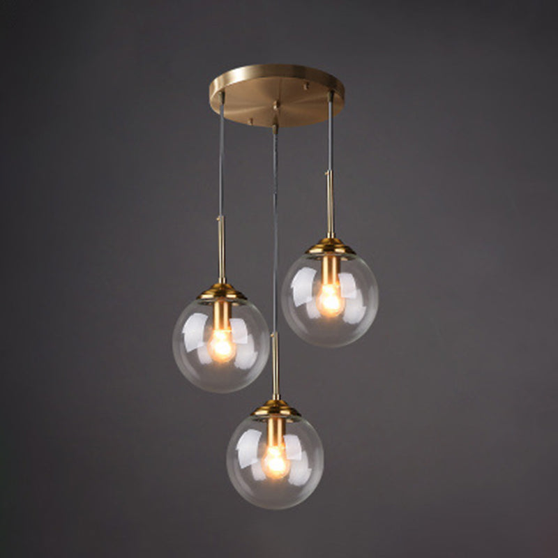 3-Light Globe Hanging Ceiling Lights Minimalist Glass Multi-Light Pendant for Taavita Decor