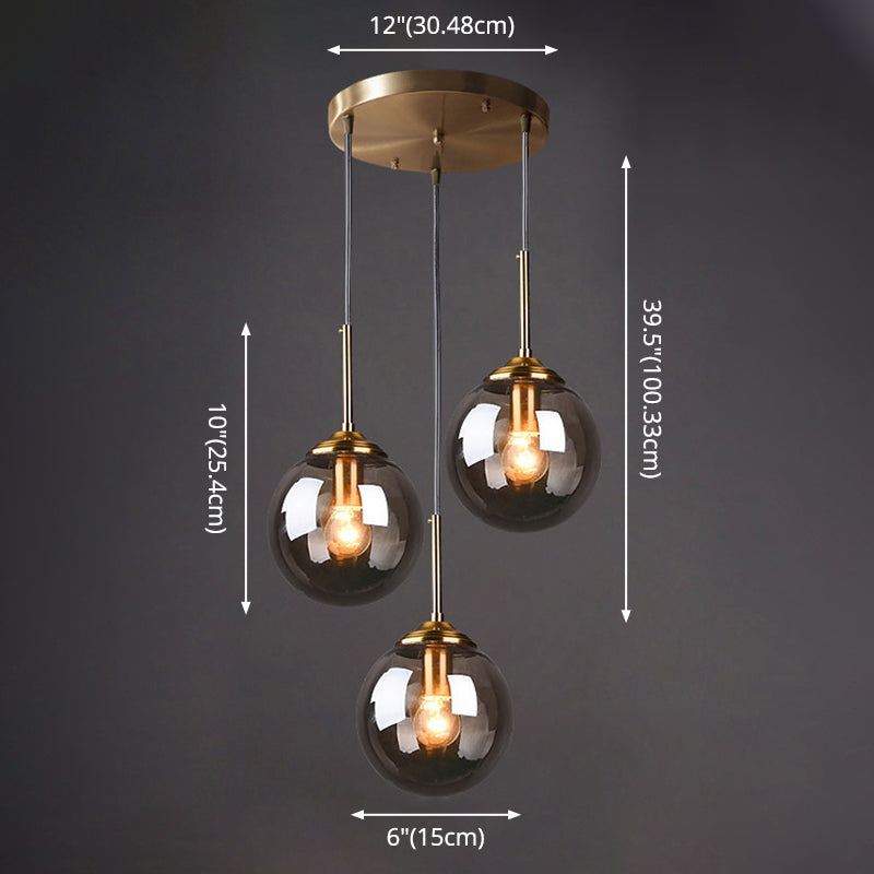 3-Light Globe Hanging Ceiling Lights Minimalist Glass Multi-Light Pendant for Taavita Decor