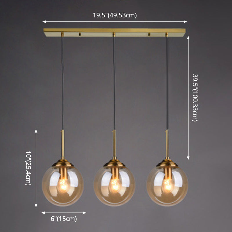 3-Light Globe Hanging Ceiling Lights Minimalist Glass Multi-Light Pendant for Taavita Decor