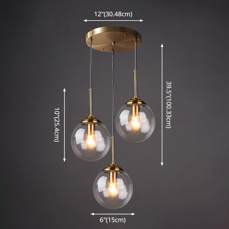 3-Light Globe Hanging Ceiling Lights Minimalist Glass Multi-Light Pendant for Taavita Decor