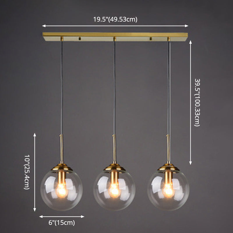 3-Light Globe Hanging Ceiling Lights Minimalist Glass Multi-Light Pendant for Taavita Decor