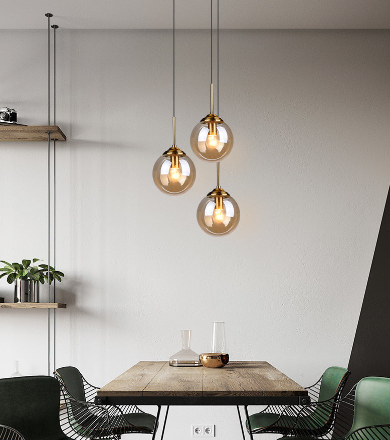 3-Light Globe Hanging Ceiling Lights Minimalist Glass Multi-Light Pendant for Taavita Decor