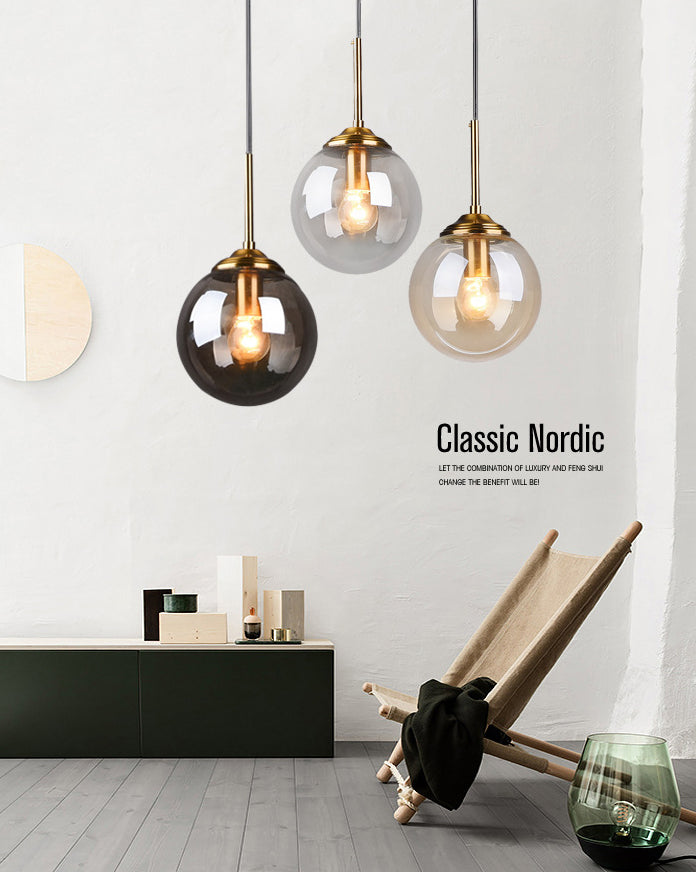 3-Light Globe Hanging Ceiling Lights Minimalist Glass Multi-Light Pendant for Taavita Decor