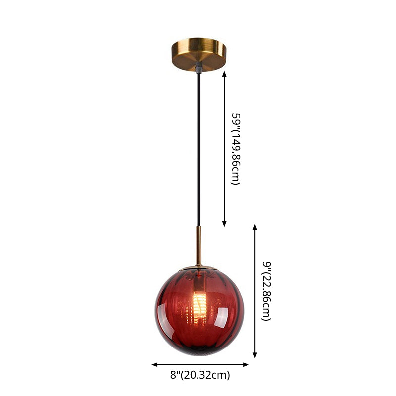 Taavita 1 Light Round Hanging Ceiling Light Fixture - Post-Modern Water Glass Pendant for Restaurant in Smoke Gray Purple Blue Amber