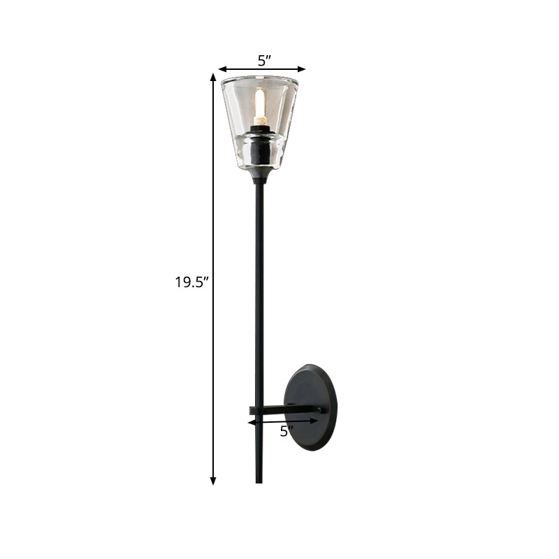 Taavita Finish Pencil Arm Wall Sconce Vintage Metallic Lamp Wall Light with Clear, Tapered Glass Shade, 110V-120V 220V-240V, Colonial Style, Made of Metal, LED/Bulb/Fluorescent, Direct Wire Electric.