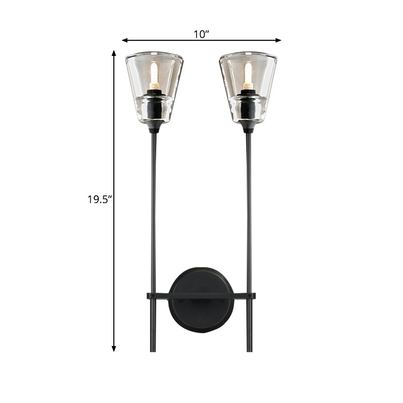 Taavita Finish Pencil Arm Wall Sconce Vintage Metallic Lamp Wall Light with Clear, Tapered Glass Shade, 110V-120V 220V-240V, Colonial Style, Made of Metal, LED/Bulb/Fluorescent, Direct Wire Electric.