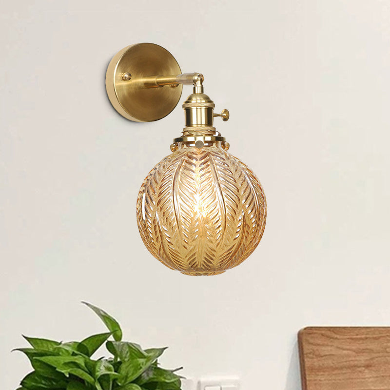 Geometric/Globe/Pentagram Wall Sconce Contemporary Prismatic Glass 1 Bulb Brass Wall Mount Light Fixture Clearhalo 'Cast Iron' 'Glass' 'Industrial' 'Modern wall lights' 'Modern' 'Tiffany' 'Traditional wall lights' 'Wall Lamps & Sconces' 'Wall Lights' Lighting' 274531