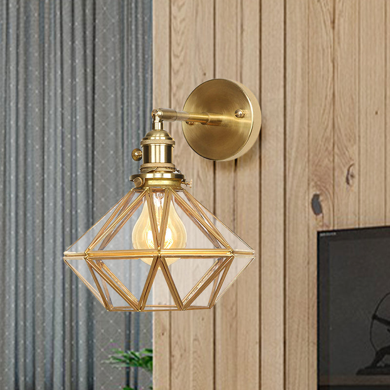 Taavita Geometric/Globe/Pentagram Wall Lamp Contemporary Prismatic Glass 1 Light - Brass - Wall Mount Fixture