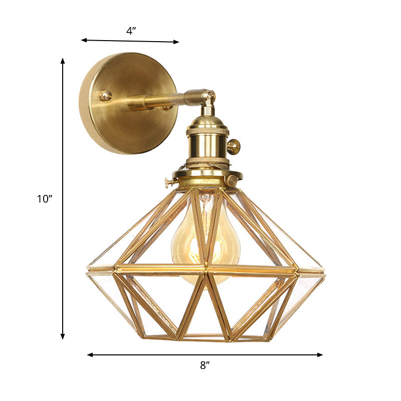 Taavita Geometric/Globe/Pentagram Wall Lamp Contemporary Prismatic Glass 1 Light - Brass - Wall Mount Fixture