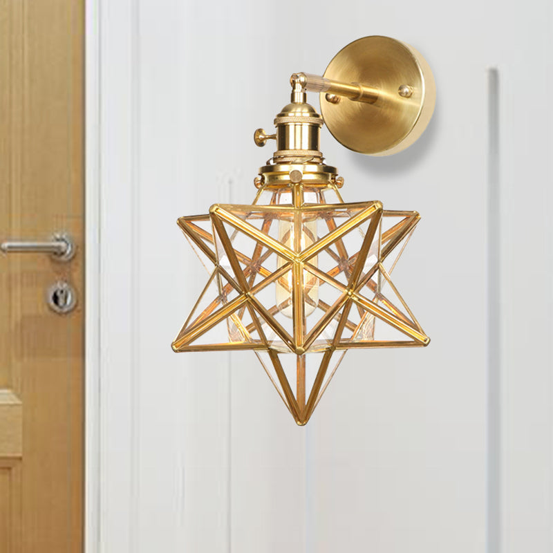 Taavita Geometric/Globe/Pentagram Wall Lamp Contemporary Prismatic Glass 1 Light - Brass - Wall Mount Fixture