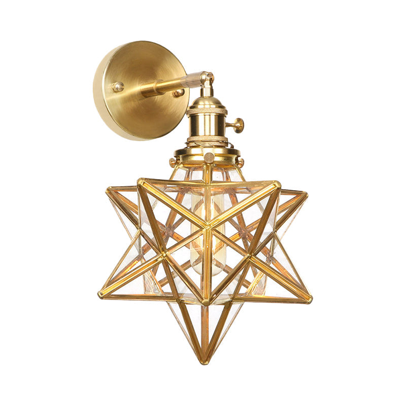 Taavita Geometric/Globe/Pentagram Wall Lamp Contemporary Prismatic Glass 1 Light - Brass - Wall Mount Fixture