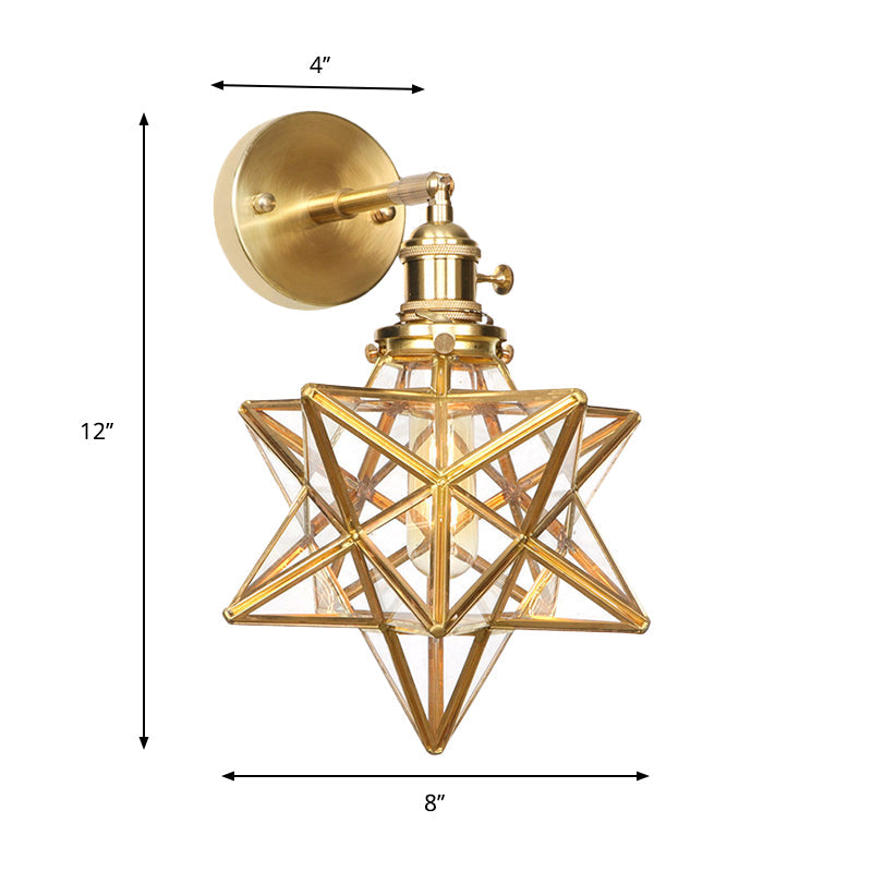 Taavita Geometric/Globe/Pentagram Wall Lamp Contemporary Prismatic Glass 1 Light - Brass - Wall Mount Fixture