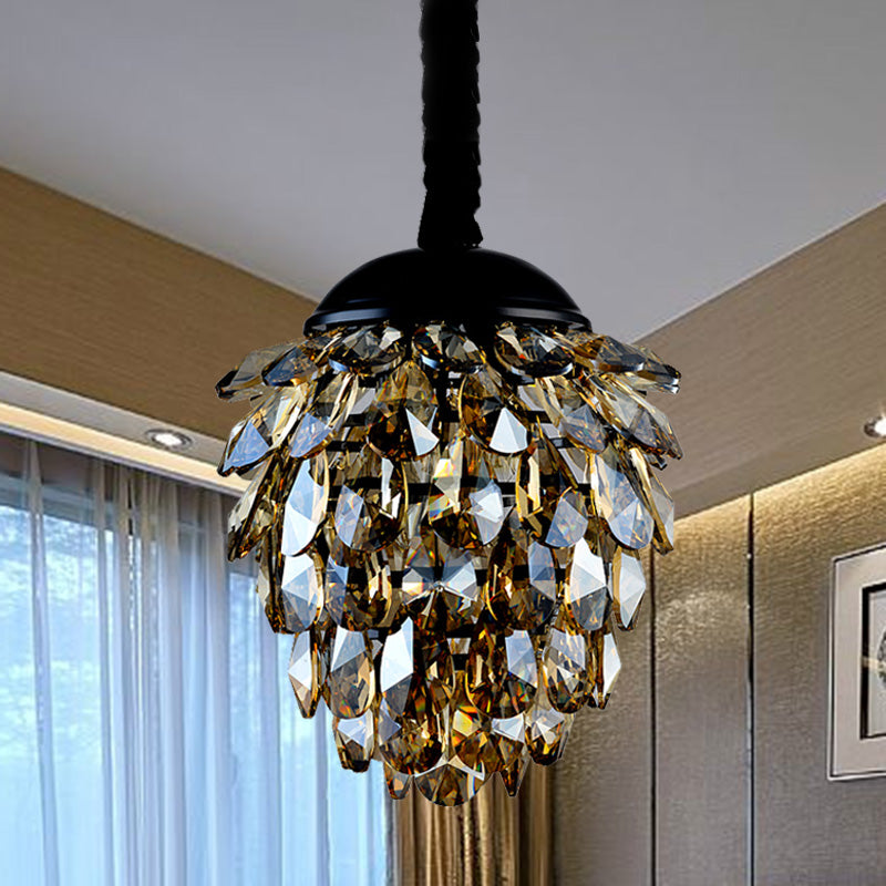 Taavita Black/Gold Crystal Ceiling Pendant Light Modern Style 2 Lights Chandelier