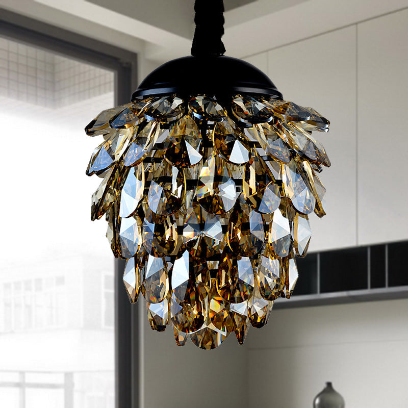 Taavita Black/Gold Crystal Ceiling Pendant Light Modern Style 2 Lights Chandelier