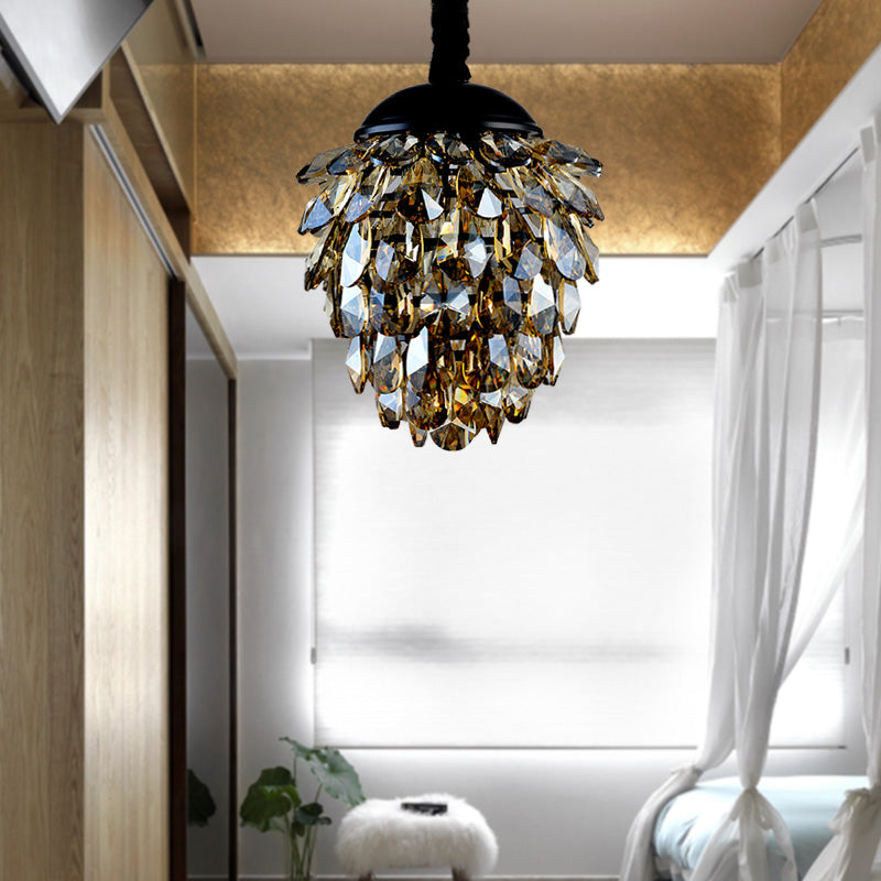 Taavita Black/Gold Crystal Ceiling Pendant Light Modern Style 2 Lights Chandelier