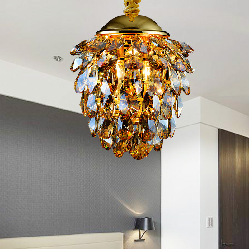 Taavita Black/Gold Crystal Ceiling Pendant Light Modern Style 2 Lights Chandelier