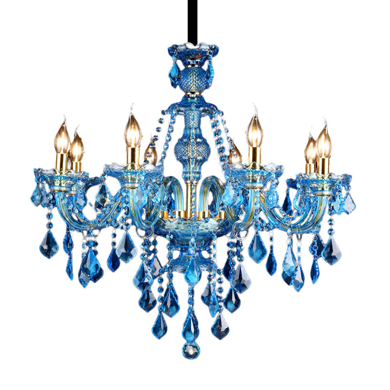 Taavita Candelabra Light Modernism 8/18 Heads Polished Glass Crystal - Pendant Lighting with Shade, 28"/37.5" W.