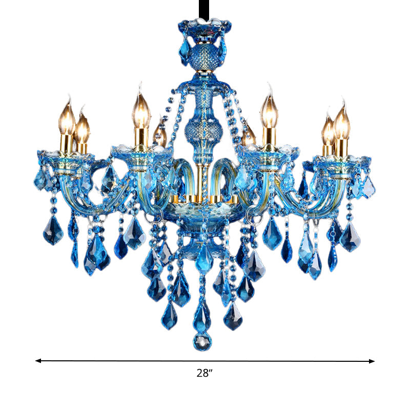 Taavita Candelabra Light Modernism 8/18 Heads Polished Glass Crystal - Pendant Lighting with Shade, 28"/37.5" W.