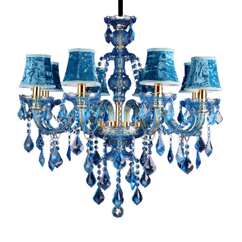 Taavita Candelabra Light Modernism 8/18 Heads Polished Glass Crystal - Pendant Lighting with Shade, 28"/37.5" W.