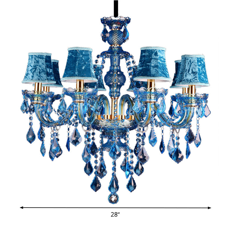 Taavita Candelabra Light Modernism 8/18 Heads Polished Glass Crystal - Pendant Lighting with Shade, 28"/37.5" W.