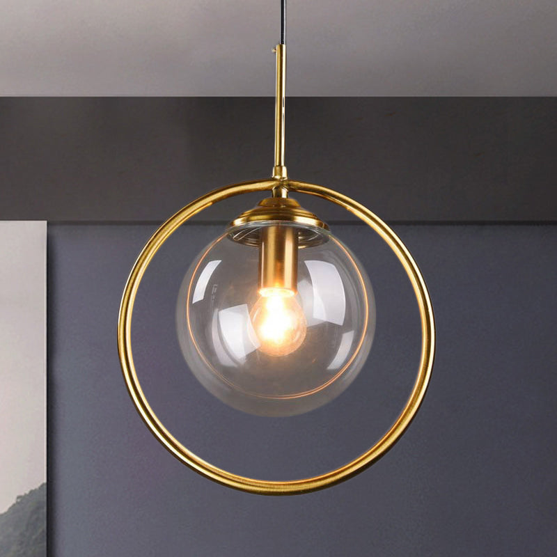 Taavita Globe Pendant Lamp Postmodern 1 Head Smoke Gray/Clear Glass Hanging Light Fixture for Bedroom