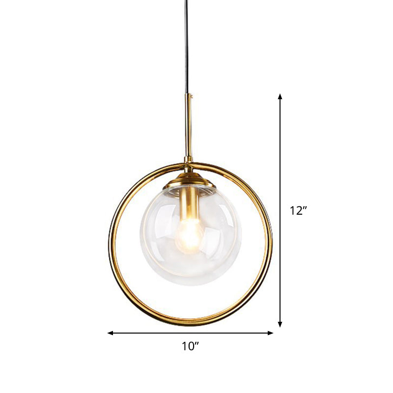 Taavita Globe Pendant Lamp Postmodern 1 Head Smoke Gray/Clear Glass Hanging Light Fixture for Bedroom