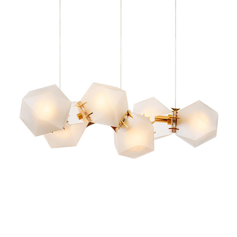 Taavita Geometric Frosted Glass Chandelier Lighting Postmodern 6/8/10 Heads Gold Hanging Lamp Kit for Modern Homes