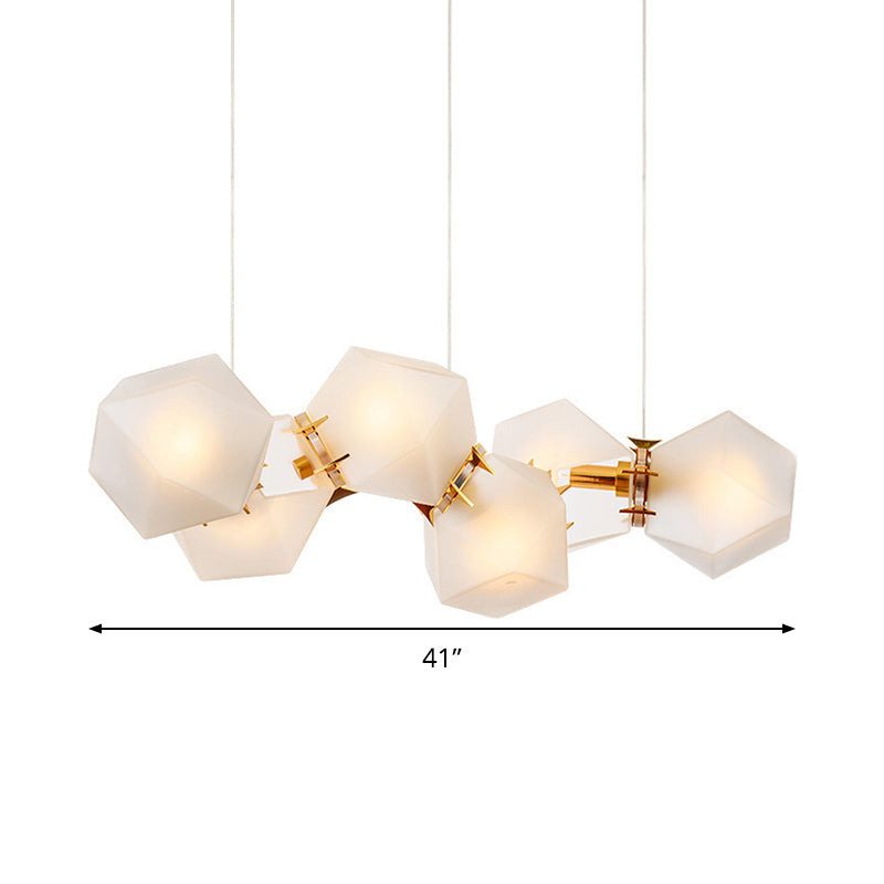 Taavita Geometric Frosted Glass Chandelier Lighting Postmodern 6/8/10 Heads Gold Hanging Lamp Kit for Modern Homes