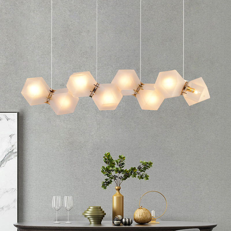 Taavita Geometric Frosted Glass Chandelier Lighting Postmodern 6/8/10 Heads Gold Hanging Lamp Kit for Modern Homes