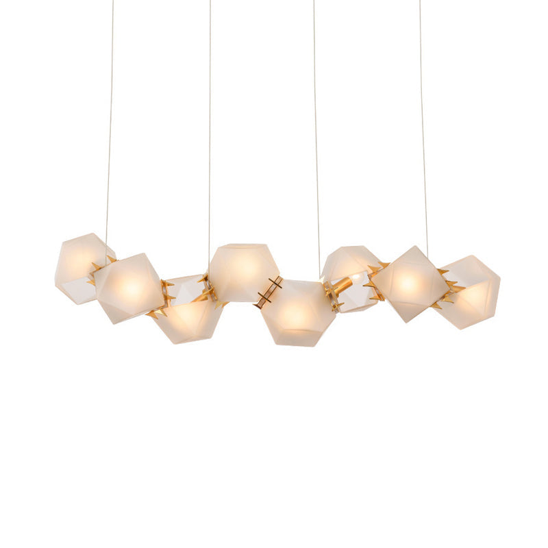 Taavita Geometric Frosted Glass Chandelier Lighting Postmodern 6/8/10 Heads Gold Hanging Lamp Kit for Modern Homes