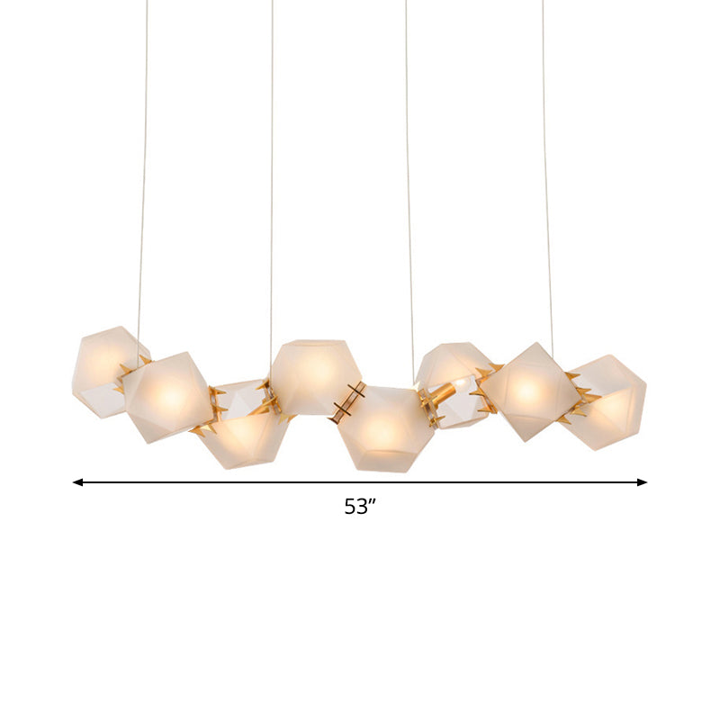 Taavita Geometric Frosted Glass Chandelier Lighting Postmodern 6/8/10 Heads Gold Hanging Lamp Kit for Modern Homes