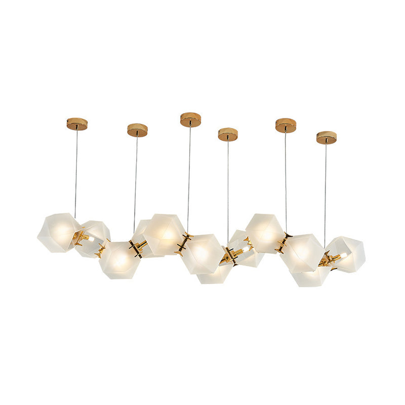 Taavita Geometric Frosted Glass Chandelier Lighting Postmodern 6/8/10 Heads Gold Hanging Lamp Kit for Modern Homes