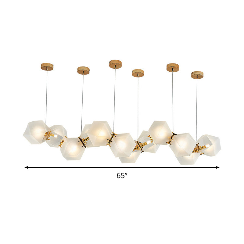 Taavita Geometric Frosted Glass Chandelier Lighting Postmodern 6/8/10 Heads Gold Hanging Lamp Kit for Modern Homes