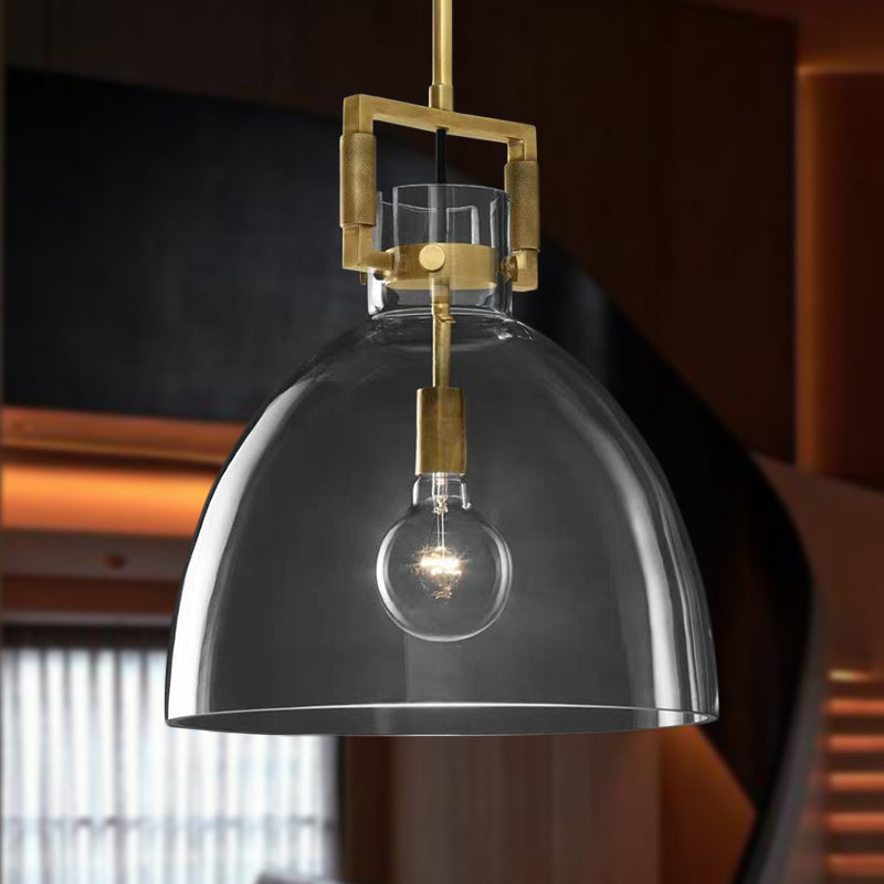 Taavita Postmodern 1 Head Pendant Light Brass Hanging Lamp Dome/Globe/Cone with Clear Glass Shade, 12"/12.5"/14" Wide