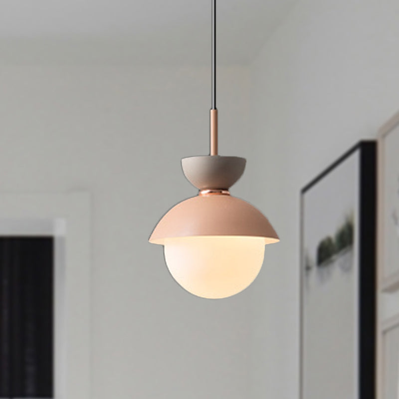 Taavita Pendant Light Macaron Metal 1 Light Dark Blue and Gray/Dark Blue and Pink Hanging Light with Gray Light Blue Navy Pink Glass Shade