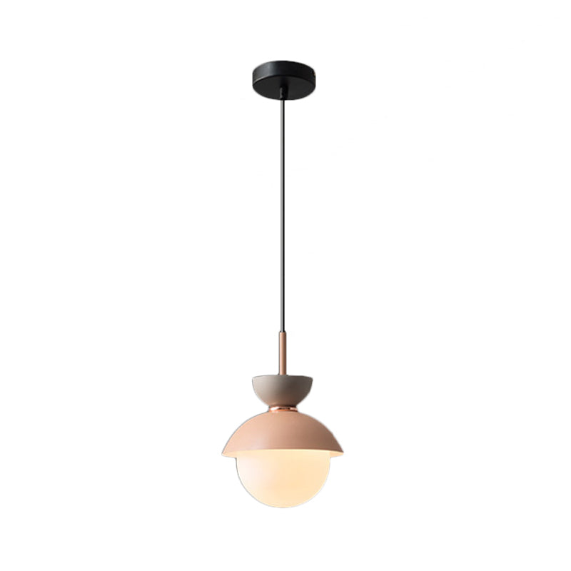 Taavita Pendant Light Macaron Metal 1 Light Dark Blue and Gray/Dark Blue and Pink Hanging Light with Gray Light Blue Navy Pink Glass Shade